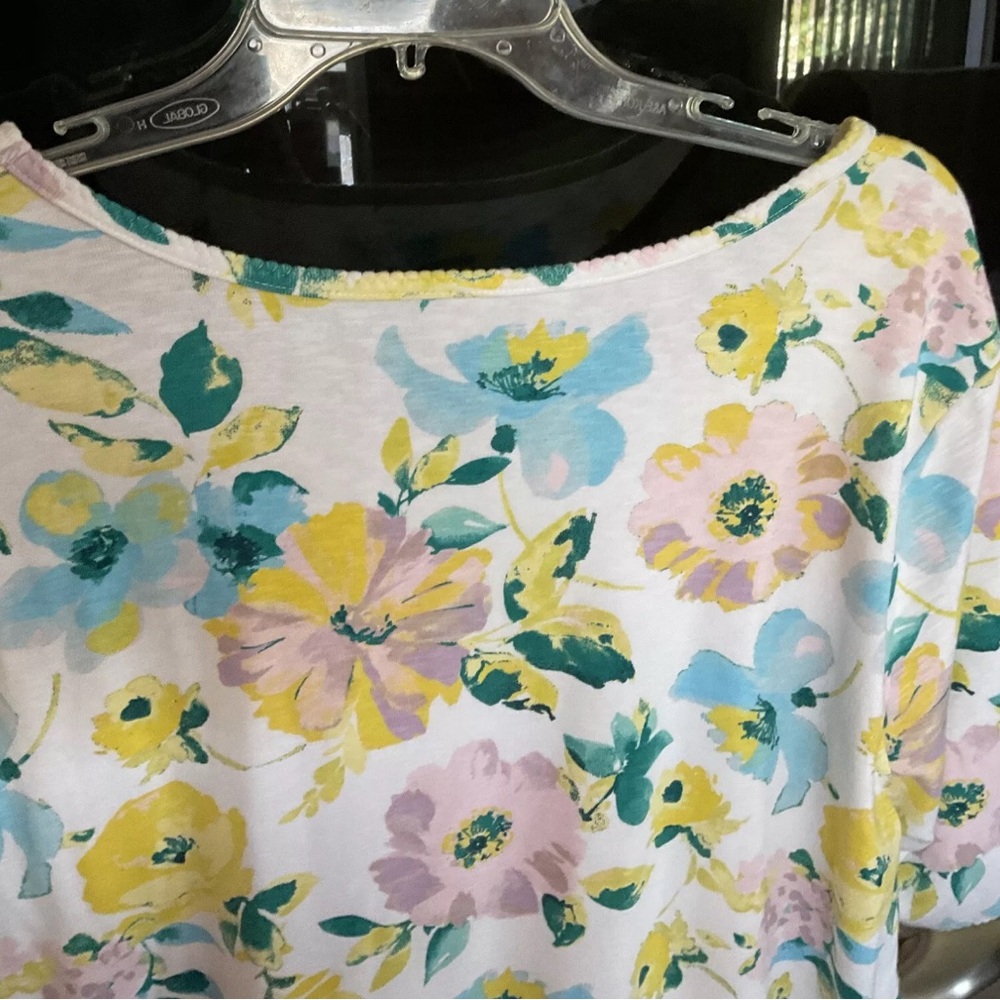 Time & True Top Womens XXL Floral All Over Print Short Sleeve - Picture 6 of 9
